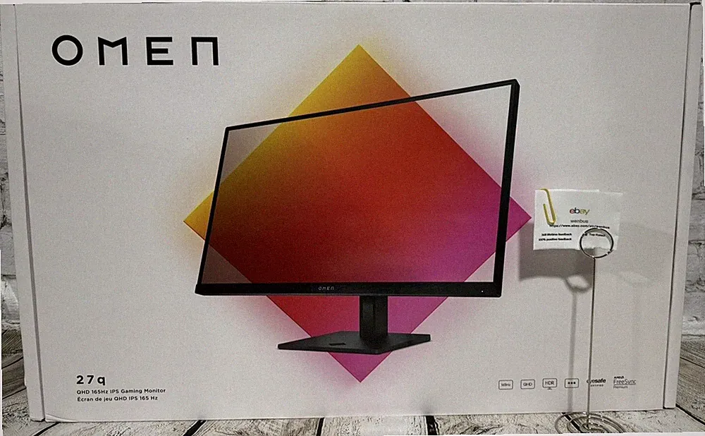 HP Omen 27q Gaming Monitor - 1440p QHD, 165Hz, IPS, 16:9, AMD FreeSync Premium