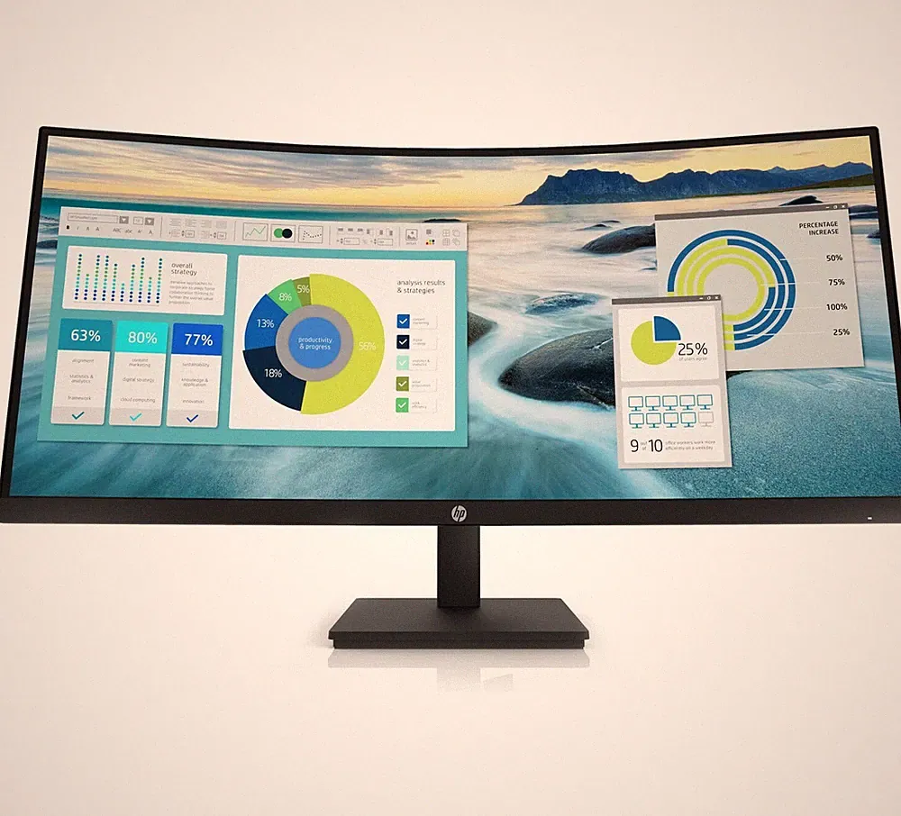 HP P34hc G4 34" WQHD Curved VA LCD Monitor, 21:9 Ultrawide, 100Hz Refresh Rate