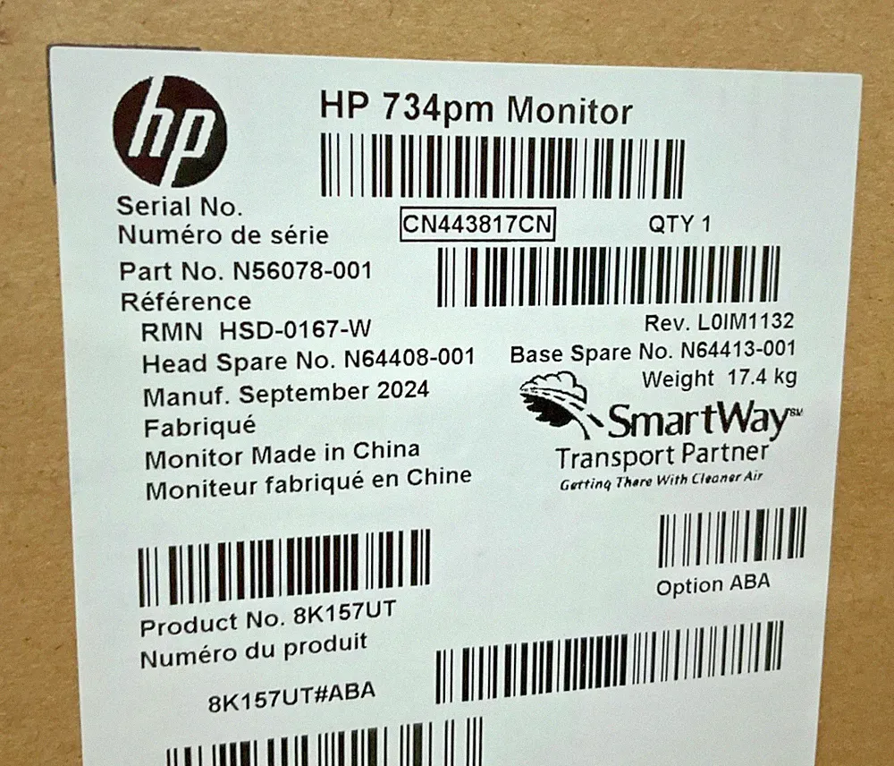 HP Series 7 Pro 734pm 34" USB-C Curved LED LCD Monitor WQHD 8K157AA#ABA