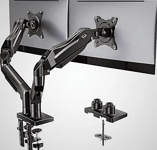 HUANUO Dual Monitor Stand, Fully Adjustable Gaming Monitor Desk Mount for 13–32″