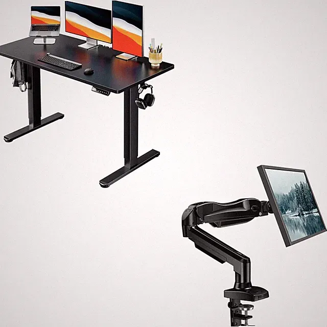 HUANUO Electric Standing Desk Single Monitor Mount Adjustable Height