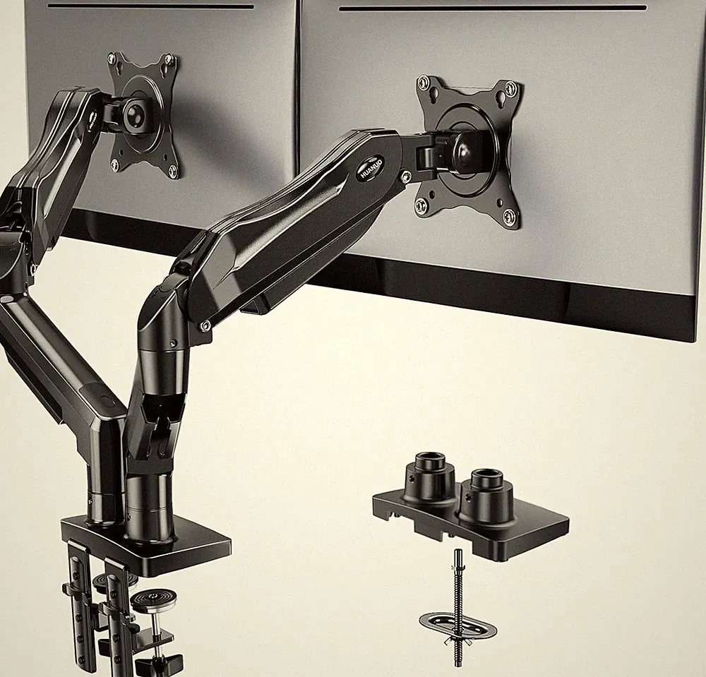 HUANUO FlowLift™ Dual Monitor Stand, Fully Adjustable Gaming Monitor Desk Mount
