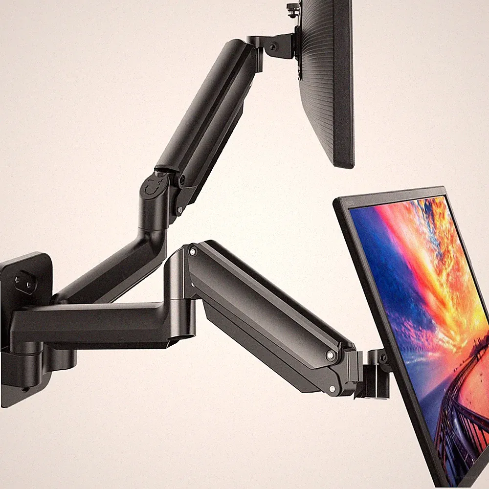 HUANUO Gaming Dual Monitor Wall Mount for 17-32 Inch Computer /, Matt Black