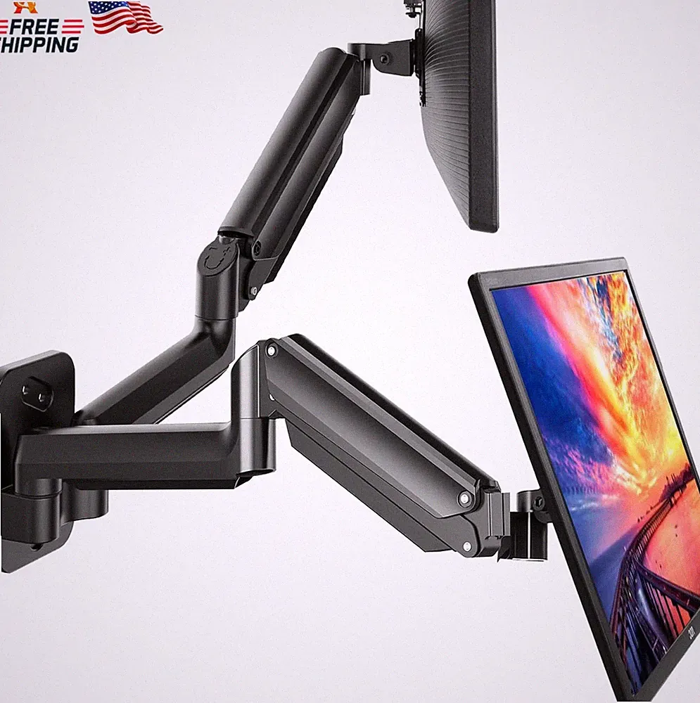 HUANUO Gaming Dual Monitor Wall Mount for 17-32 Inch Computer Screen Mount (4.4