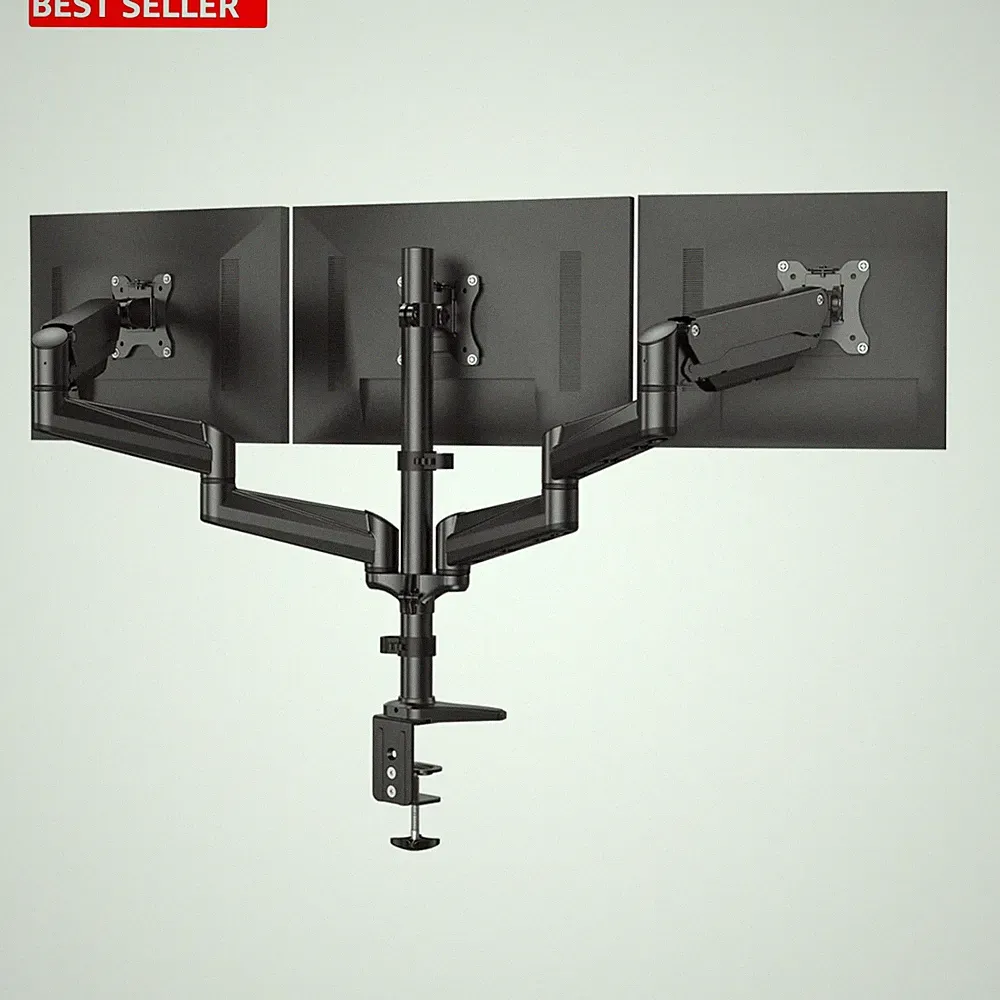 HUANUO Triple Monitor Mount for 17 to 32 inch Screens, Adjustment Gaming Stand