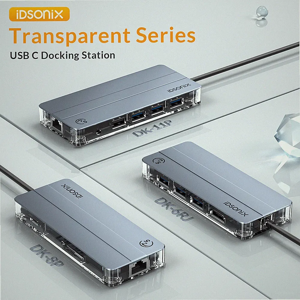 IDSONIX USB C Hub Laptop Docking Station Type C Multiport Adapter For PC Macbook