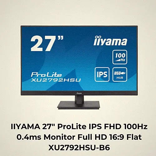 IIYAMA 27" ProLite IPS FHD 100Hz 0.4ms Monitor Full HD 16:9 Flat XU2792HSU-B6