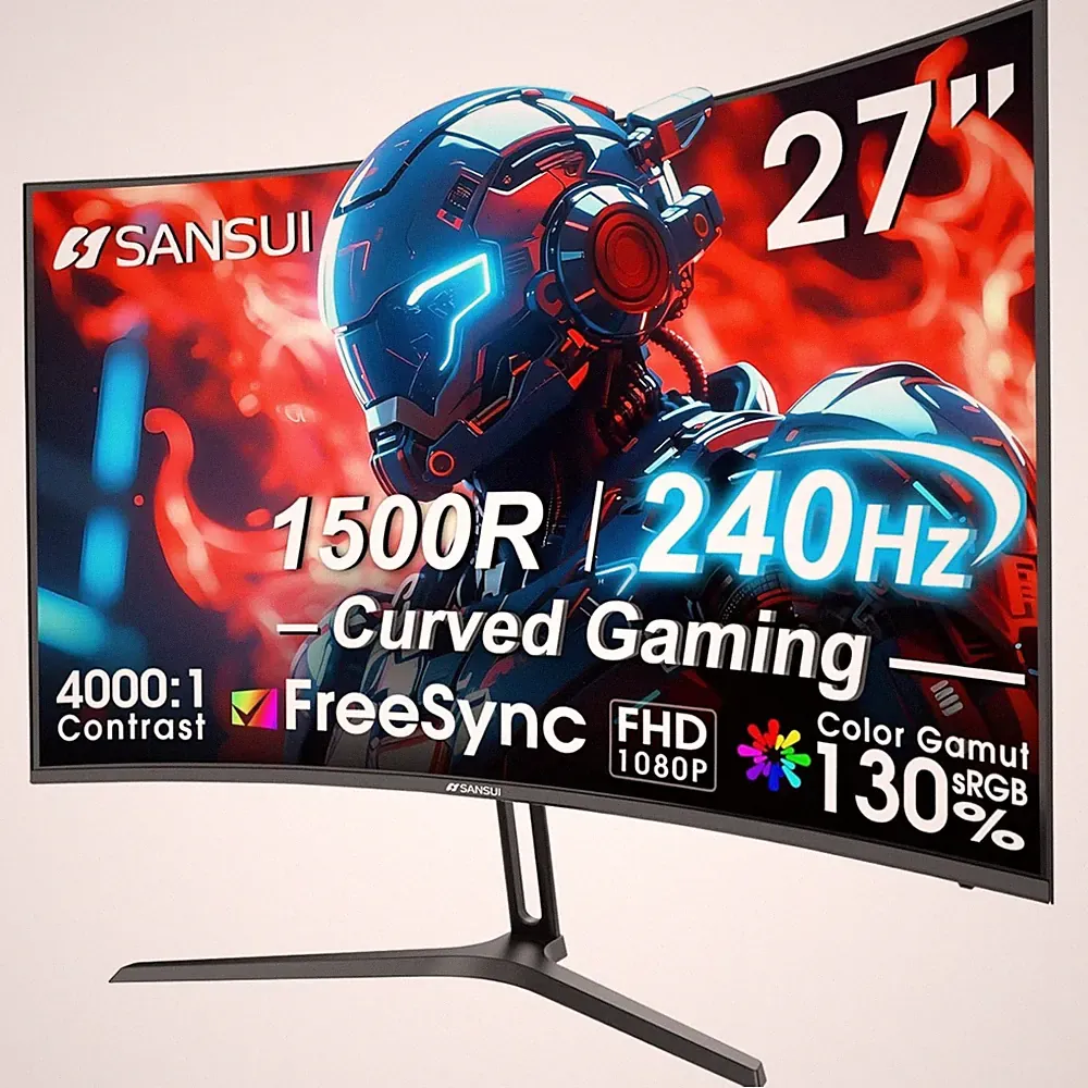 Immersive 27'' 240Hz Curved Gaming Monitor - 4000:1 Contrast, FreeSync, HDR
