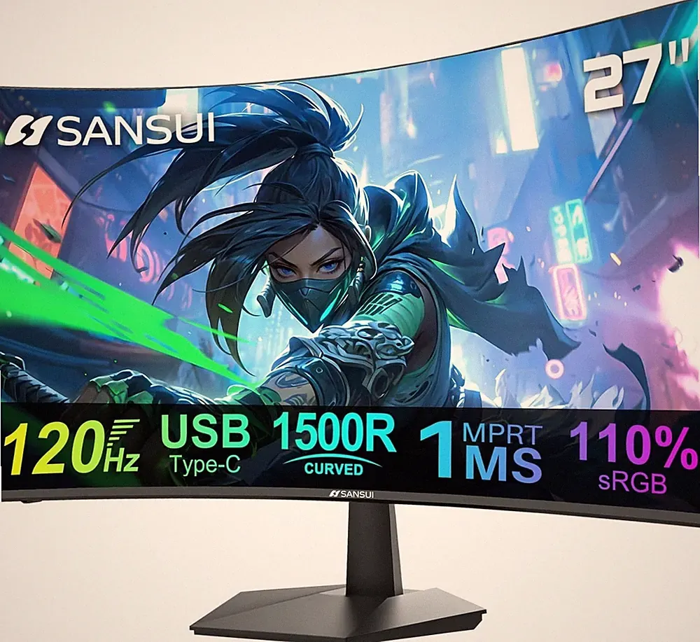 Immersive 27-Inch Curved Monitor | 120Hz Refresh Rate & VESA Compatible Design