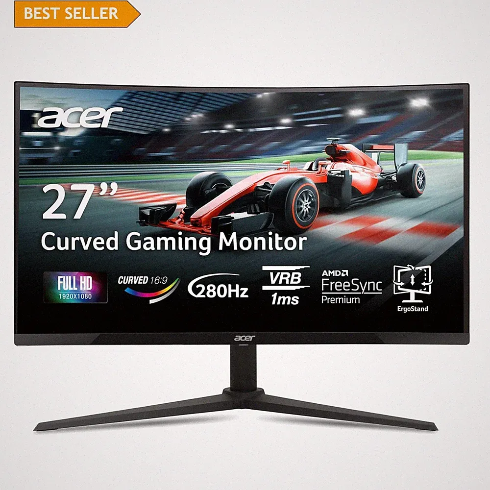 Immersive 27-Inch Curved VA Gaming Monitor | 100M:1 Contrast, Built-In Speakers
