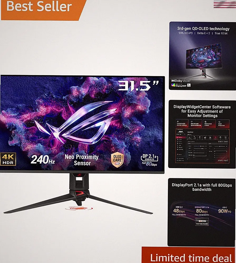 Immersive 32” 4K QD-OLED Monitor: 240Hz Refresh & Advanced Burn-In Protection