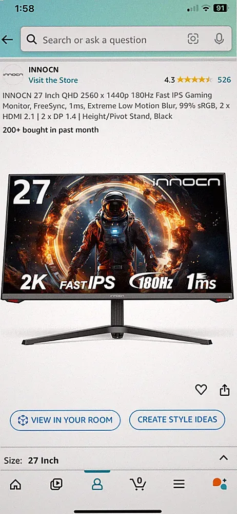 Innocn 27” 2560x1440p 180hz