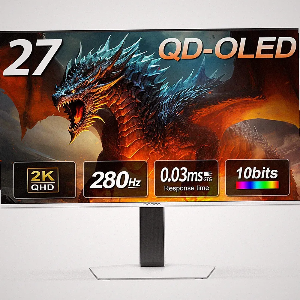 INNOCN 27" QD-OLED 2K QHD 2560 x 1440P 280Hz 240Hz PC Computer 27 Inch, White
