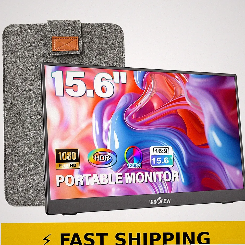 InnoView 15.6" Portable Monitor 1080P with Sleeve & Adjustable Stand