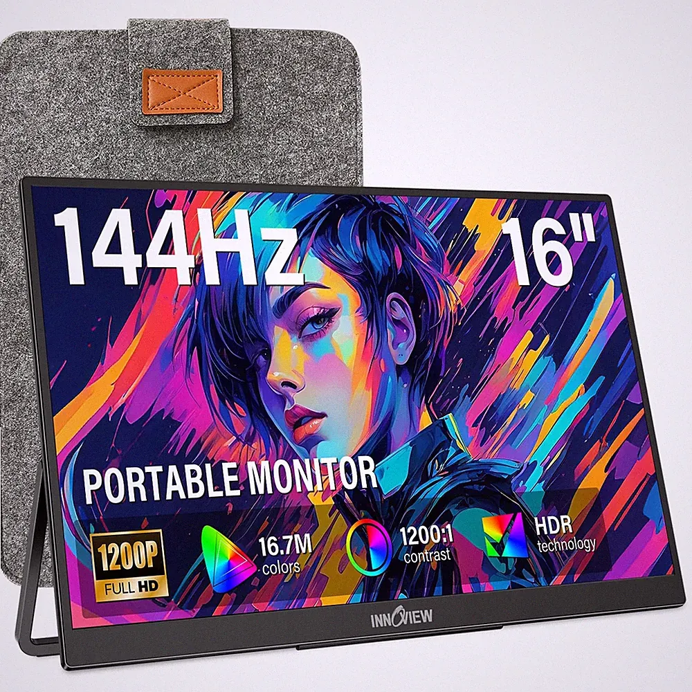 InnoView 16" Portable Monitor 144Hz Portable Gaming Monitor with Protective S...