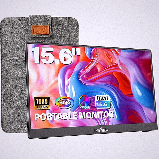 InnoView Portable Monitor 15.6" 1080P for Laptop with Protective Sleeve, Buil...
