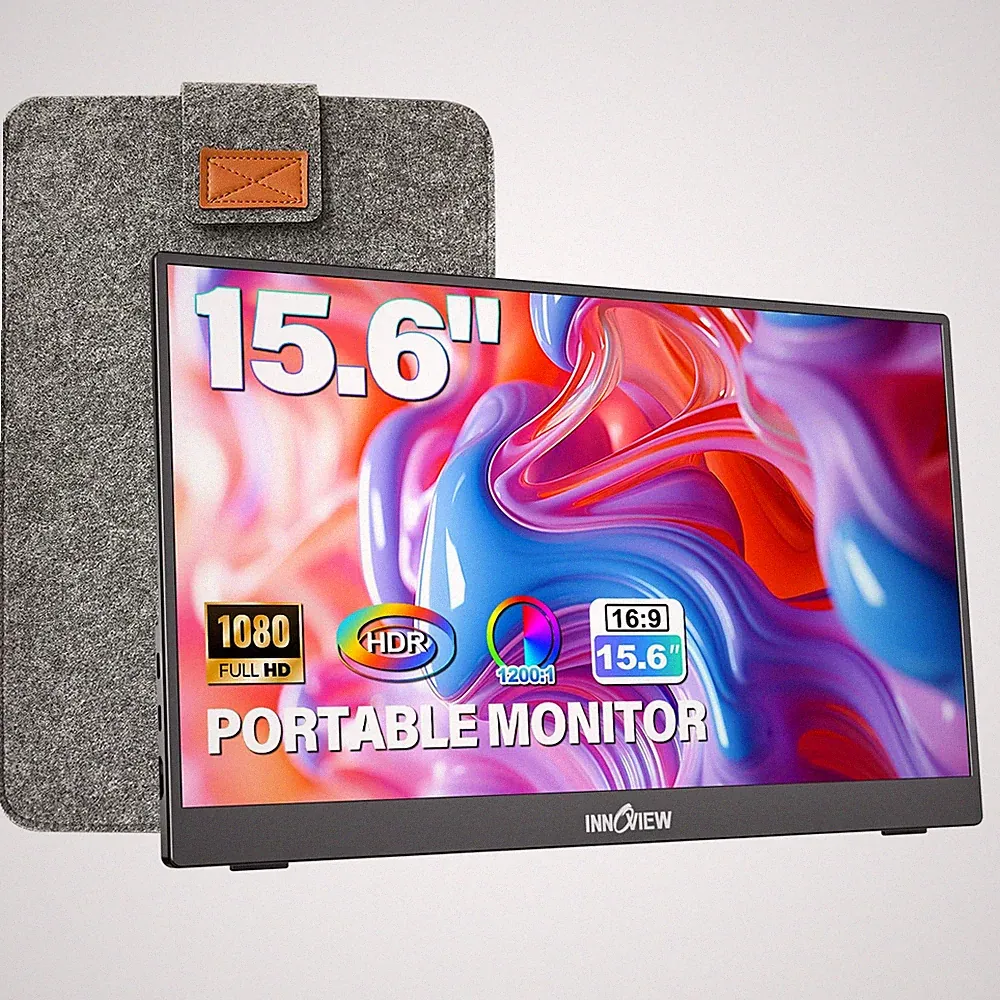 InnoView Portable Monitor 15.6" 1080P for Laptop with Protective Sleeve, Buil...