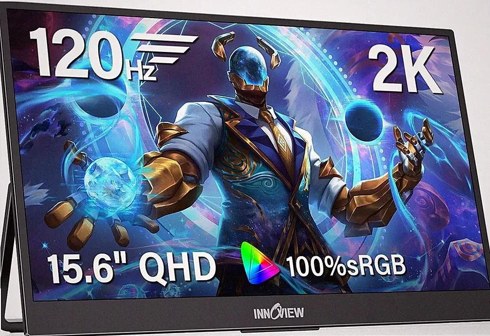 InnoView Portable Monitor 15.6 inches, 120Hz 2K QHD, USB-C/HDMI