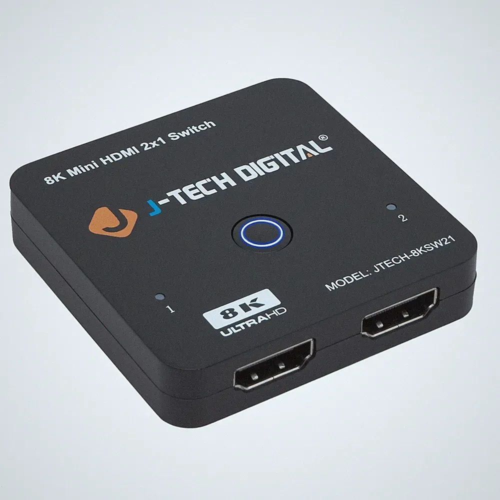 J-Tech Digital 8K HDMI 2.1 Mini Switch 2 in 1 Out 48Gbps 8K 60Hz 4K 120Hz HDR...