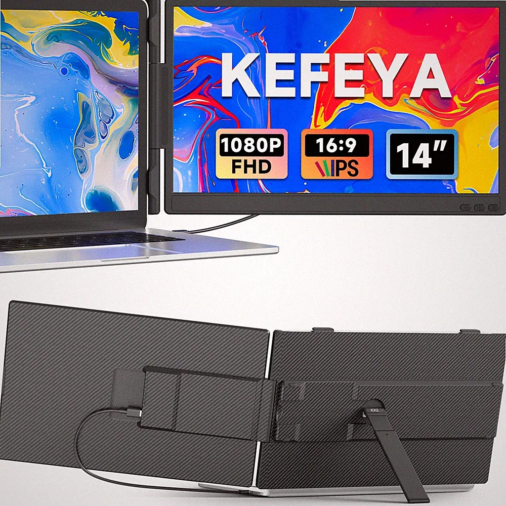 KEFEYA 14" IPS Dual Screen Extender Monitor Portable Laptop Screen Extender KX2