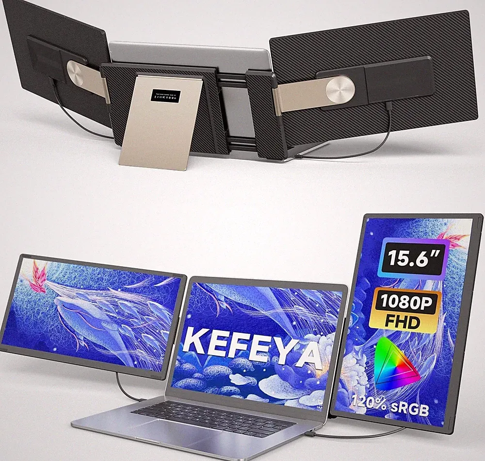 KEFEYA S6 Laptop Screen Extender 15.6 in FHD 1080p Triple Monitor IPS 120% sRGB