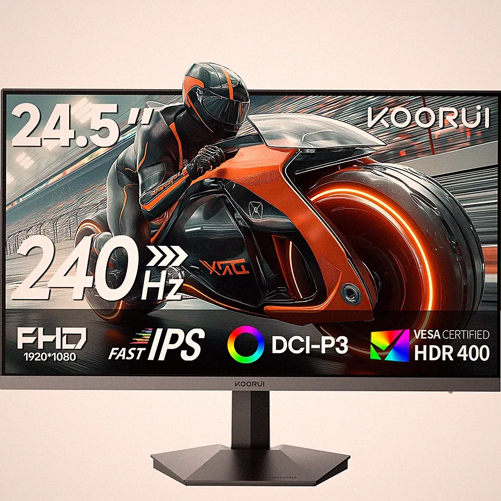 KOORUI 24.5" FHD 240Hz 1ms HDR400 Fast IPS Gaming Monitor AMD FreeSync