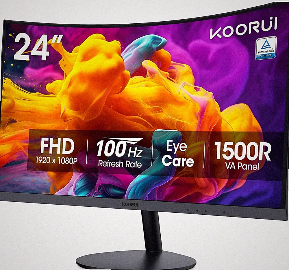 KOORUI 24 inch Curved Monitor, Full HD 1080P Curved Computer Monitor, 100Hz 1500