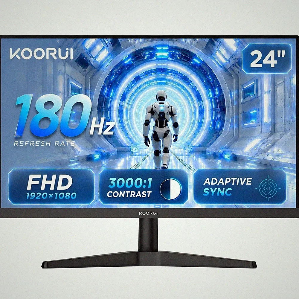 KOORUI 24 Inch Gaming Monitor, 180Hz 1080P VA Display with 3000:1 Contrast