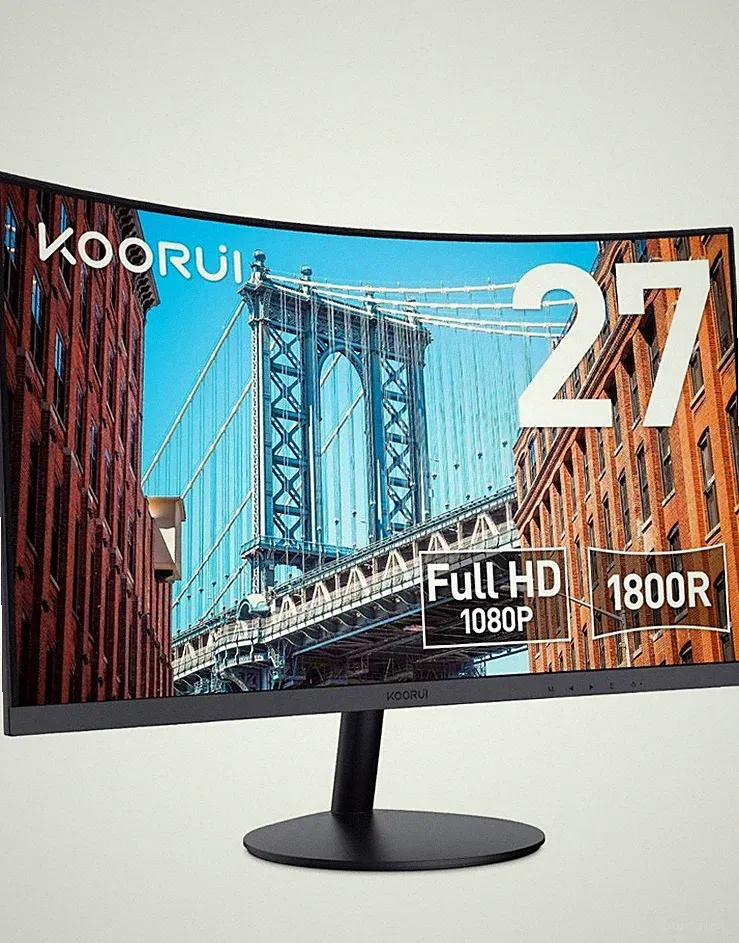 KOORUI 27 inch Curved Computer Monitor Full HD 1080P 75Hz Gaming Monitor