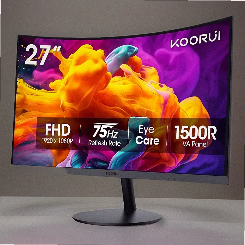 KOORUI 27N5CA 27" FHD LED 75Hz Curved Gaming Monitor Low Blue Light Flicker Free