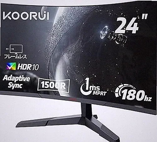 KOORUI Gaming Monitor Curved Monitor 24 Inch 180Hz 1ms Display PC Monitor