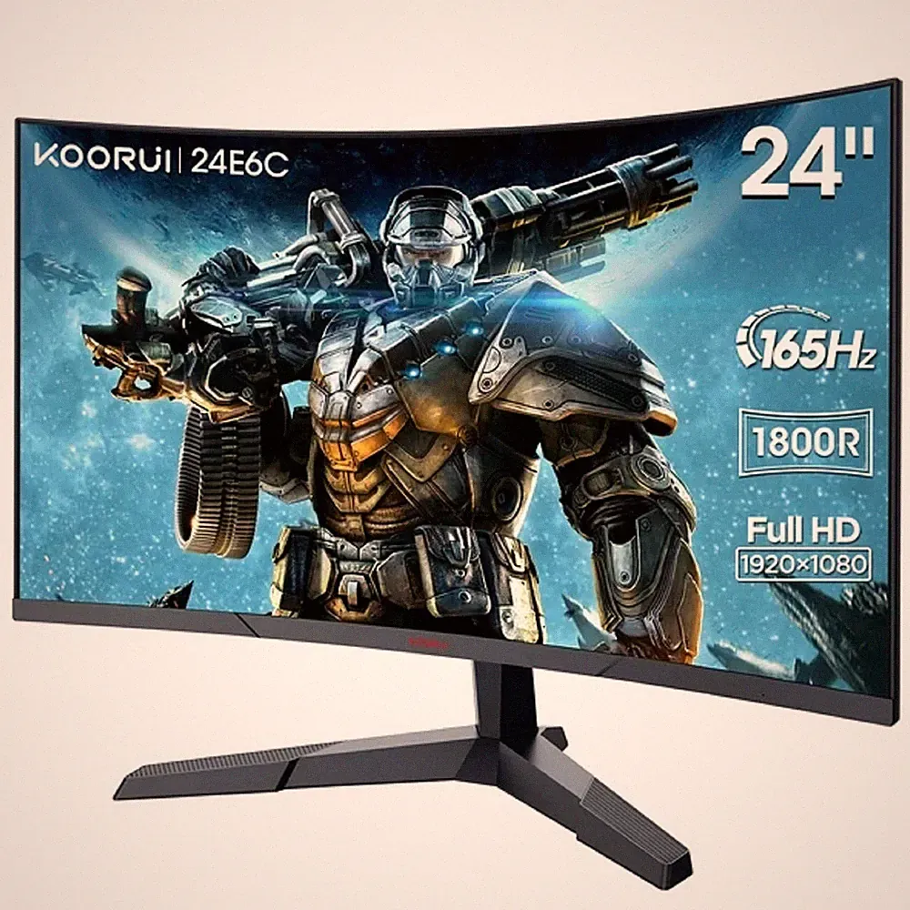 KOORUI M24G3FY6 24" 165Hz/144Hz Curved Gaming Monitor, Black
