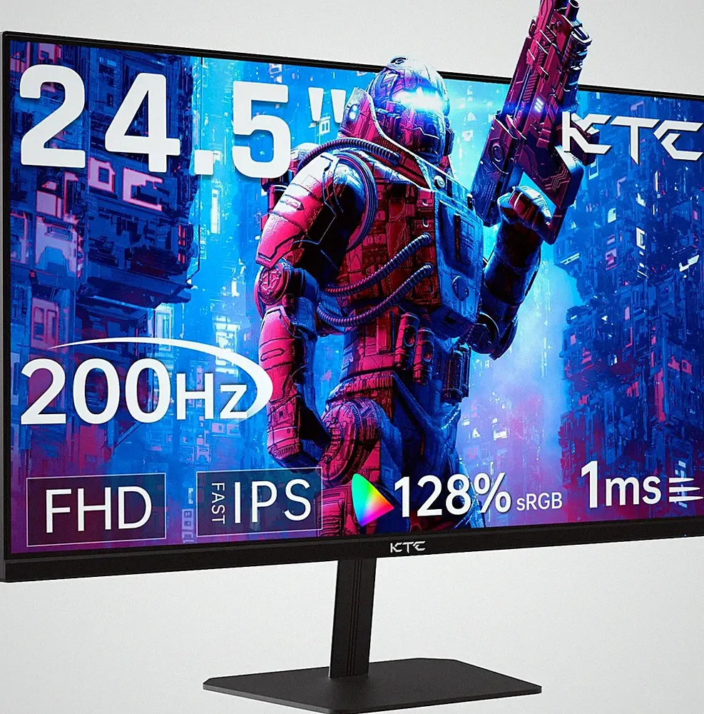 KTC 24.5 Inch Gaming Monitor, 180Hz (Up to 200Hz) Monitor FHD, Fast IPS 1080P 1m