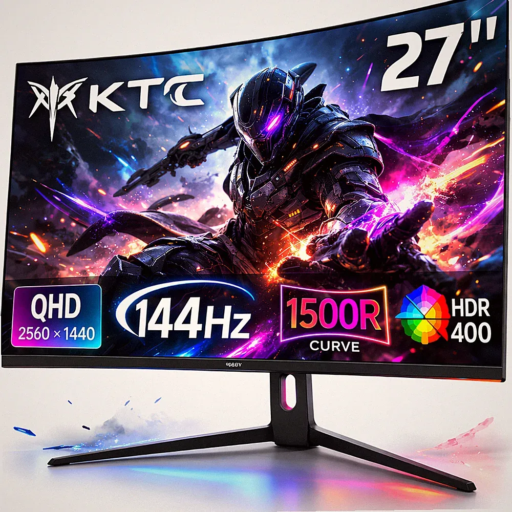 KTC 27" Curved Gaming Monitor 2.5K 1440P QHD 144Hz 1ms 1500R HDR400 HVA
