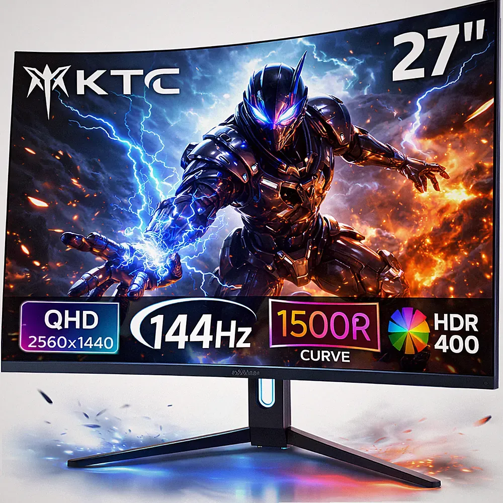 KTC 27 Curved Monitor 2560x1440 QHD 144Hz HDR400 400nits Gaming PC Display