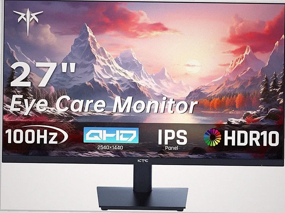 KTC 27 Inch QHD Computer Monitor, 2K 100Hz IPS Gaming Monitor, 1440P Frameless