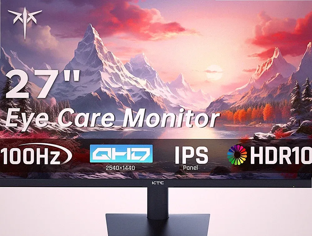 KTC 27 Inch QHD Computer Monitor 2K 100Hz IPS Gaming Monitor 1440P Frameless Eye