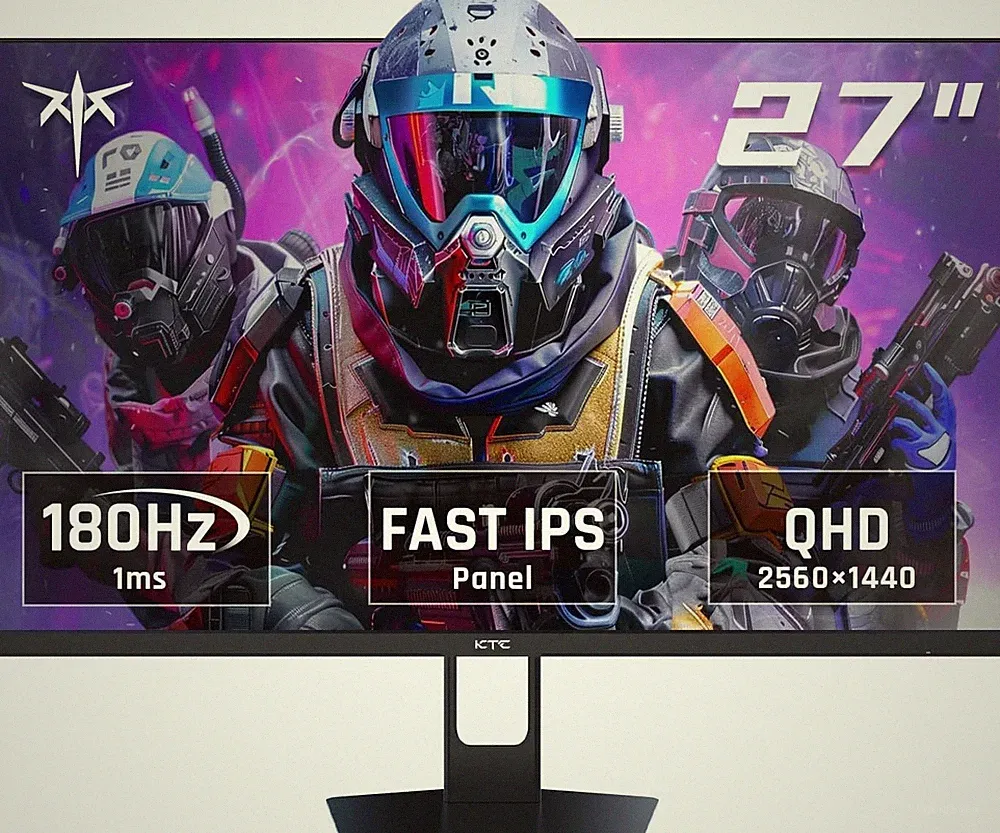 KTC 27 Inch QHD Gaming Monitor, 180Hz 1ms GTG Fast IPS 2K Computer Gamer Monitor