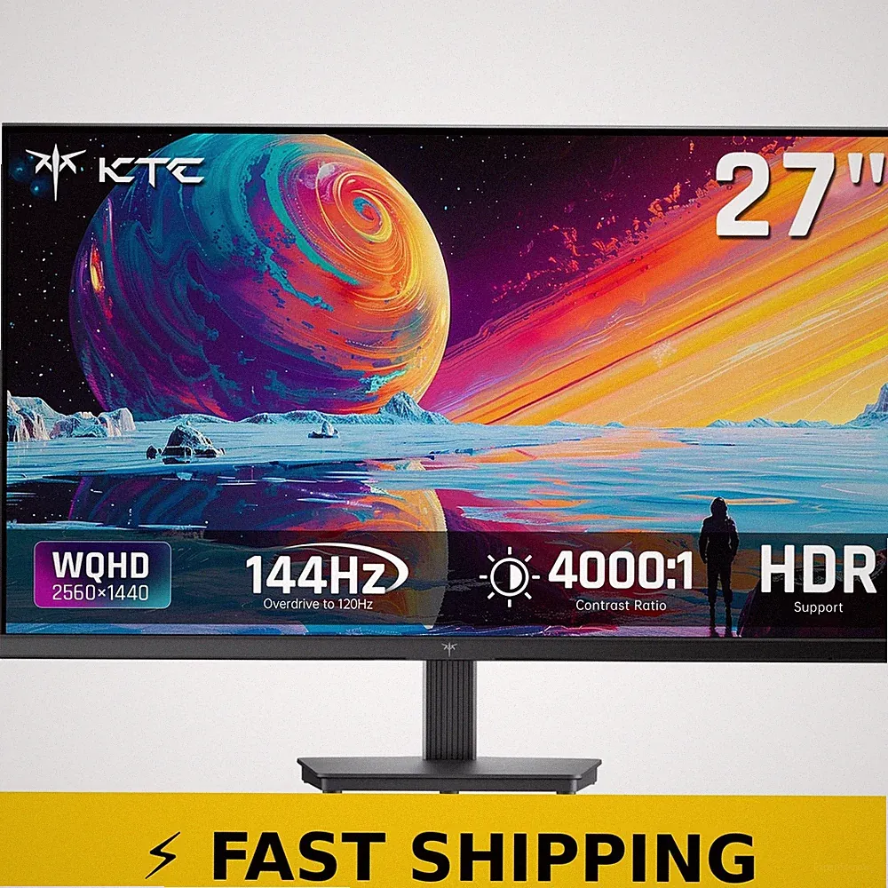 KTC 27 Inch QHD Monitor - 144Hz Gaming, 4000:1 Contrast, HDMI DP