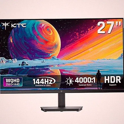 KTC 27" QHD Computer Monitor, 144Hz Gaming PC Monitor, 4000:1, H27T27S - Black