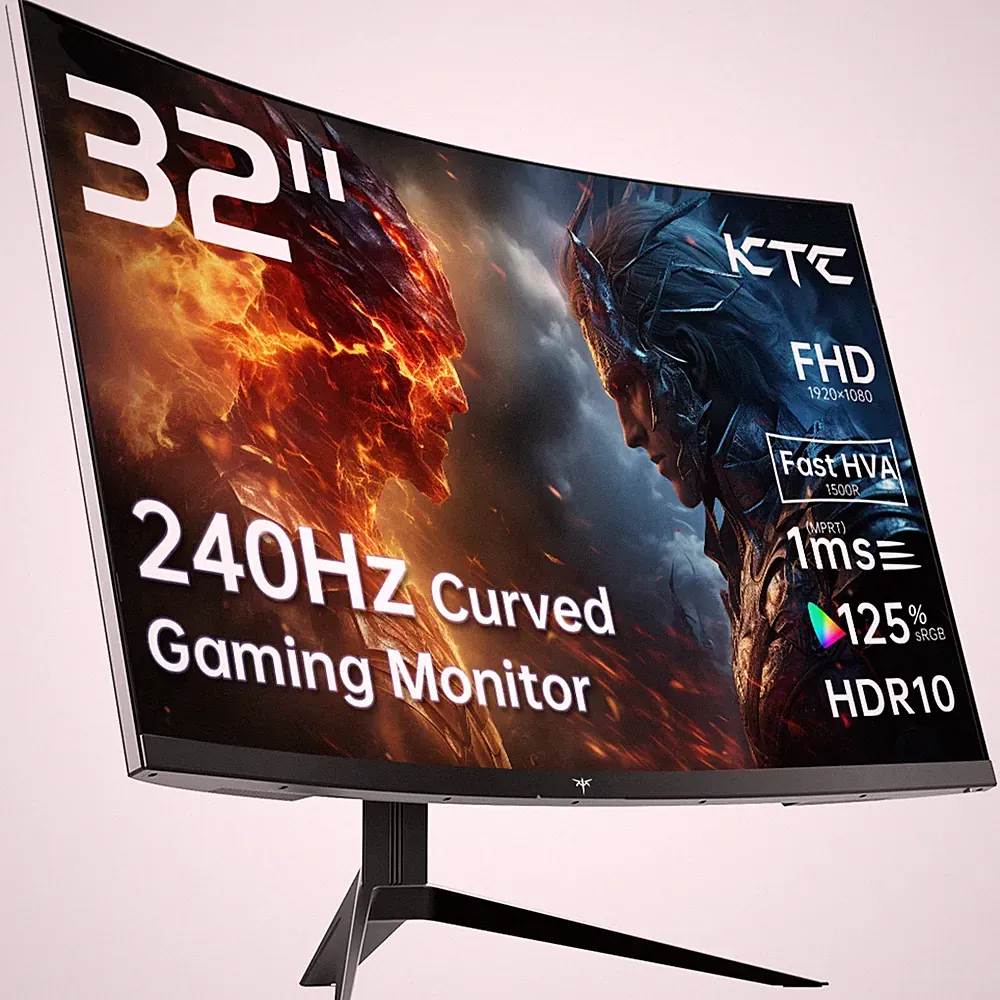 KTC 32" Curved Gaming Monitor 240Hz 1ms 1080P FHD 1500R 125% sRGB HDR10