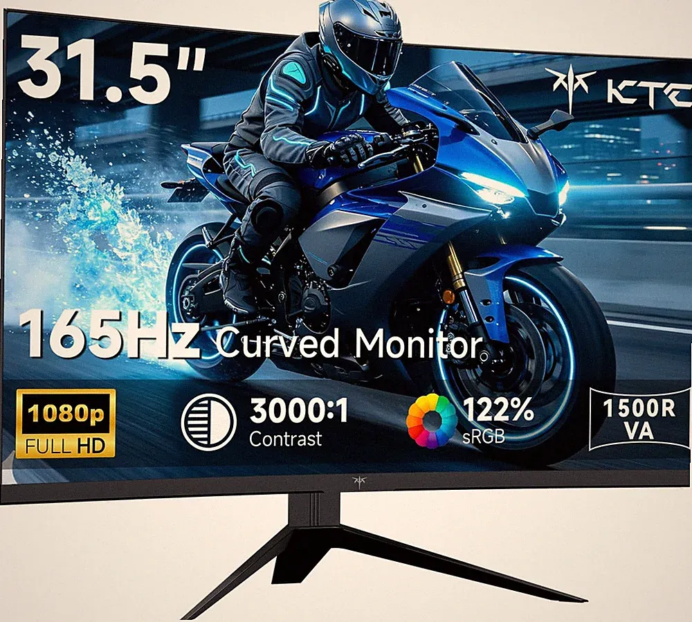 KTC 32 Inch FHD 1080P Curved Gaming Monitor - VA 1500R Curved Monitor, 165Hz 1Ms
