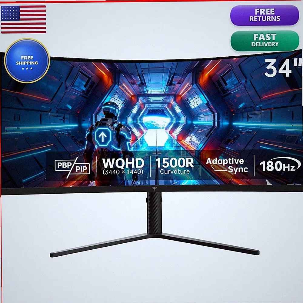KTC 34 Inch Ultrawide Curved Gaming Monitor 3440x1440 UWQHD 180Hz H34S5