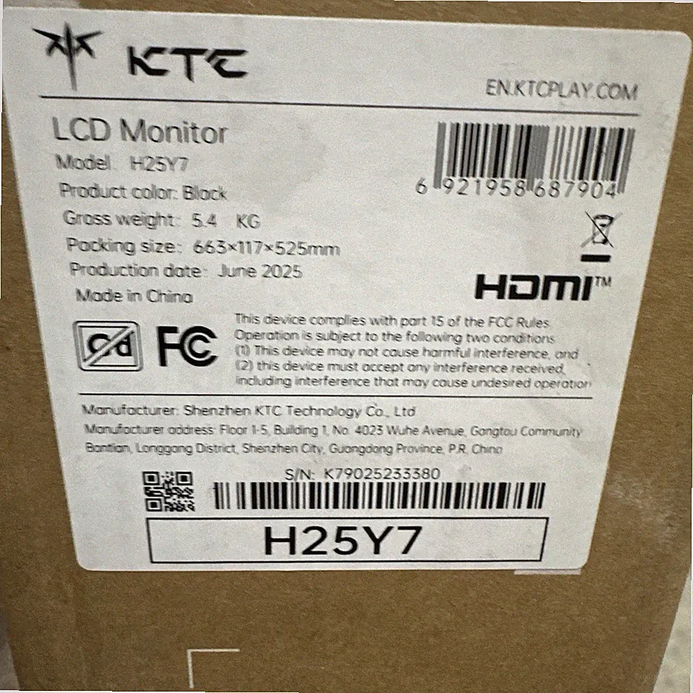 KTC H25T7 24.5'' Gaming Monitor 1080P 180Hz Up to 200Hz IPS HDR10 Adaptive Sync