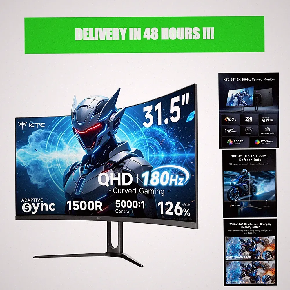 KTC H32S5 31.5" Curved QHD Gaming Monitor 180Hz 1ms Adaptive Sync