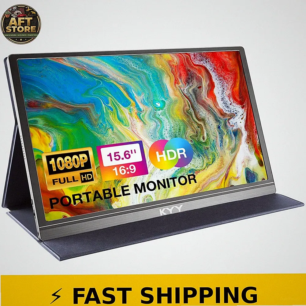 KYY 15.6" FHD Portable Monitor with Smart Cover for Gaming & Work