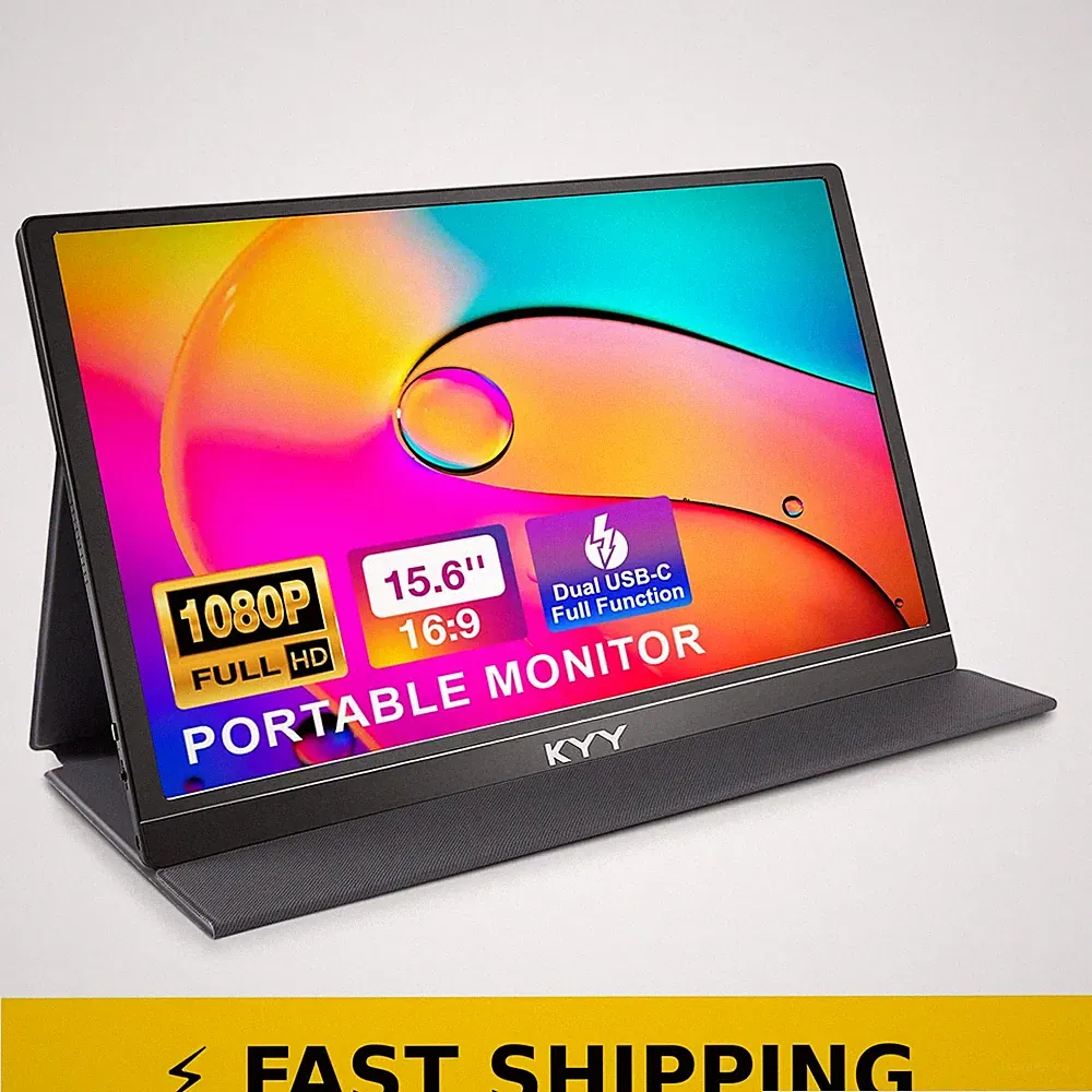 KYY 15.6'' Portable Monitor - 1080P FHD USB-C, Smart Cover