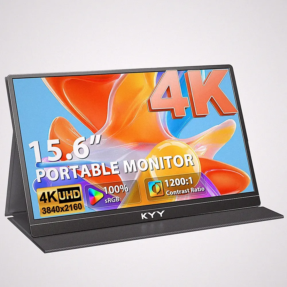 KYY 4K Portable Monitor 15.6" UHD IPS 3840X2160 HDR Gaming Display VESA