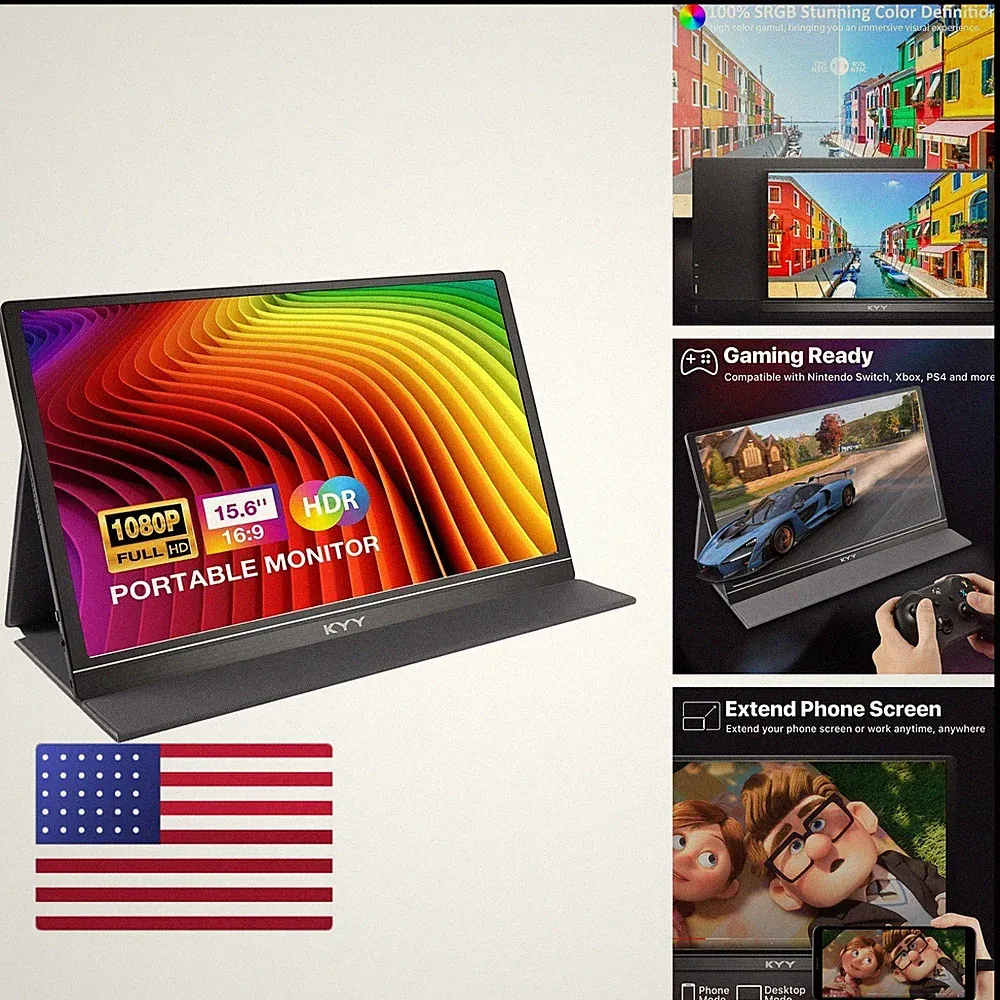 Kyy Portable Monitor 15.6 Fhd 1080P Portable Laptop Monitor Usb C Hdmi Gaming