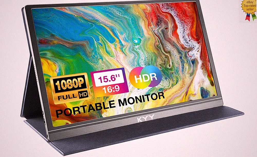KYY Portable Monitor 15.6inch 1080P FHD USB-C, HDMI Computer Display HDR IPS